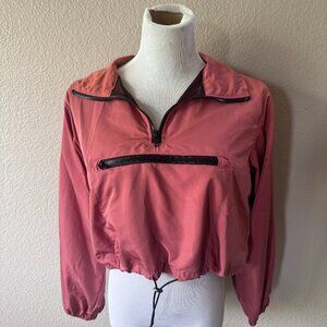 Love Tree Cropped Pull Over Wind Breaker Coral Mesh Lining Front Pocket Size M